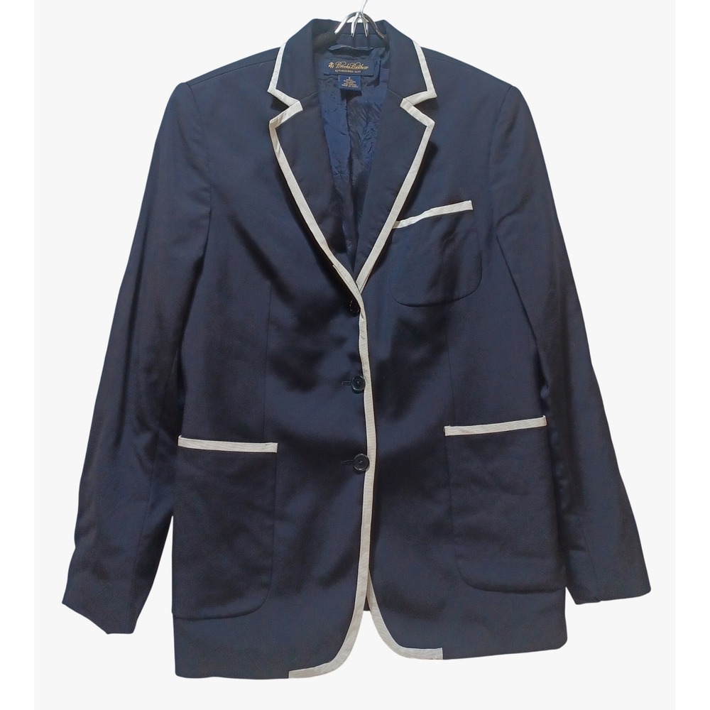 Brooks Brothers Womens 8 Navy Wool Blazer Made in Italy Regatta Preppy Old Money